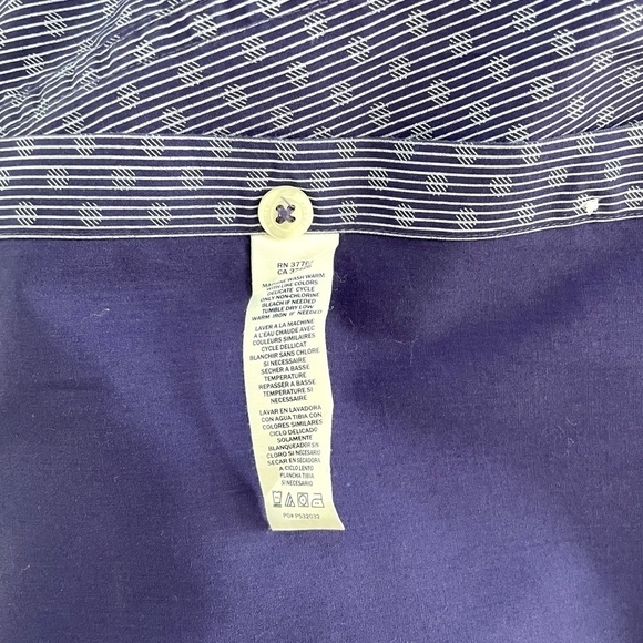 PERRY ELLIS Men's Blue Geo Print Button Front Long Sleeve Shirt Cotton Shirt - Picture 5 of 5